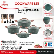 سرویس قابلمه 13تکه لایف اسمایل دسته چوبی مدل lifep5-13 gallery1