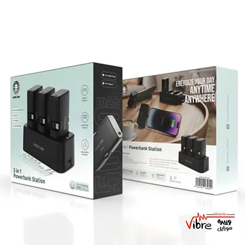 پک سه عددی پاوربانک و شارژر گرین لاین Green Lion 3in1 Power Bank Station GN3IN1PB5KBk اصلی
