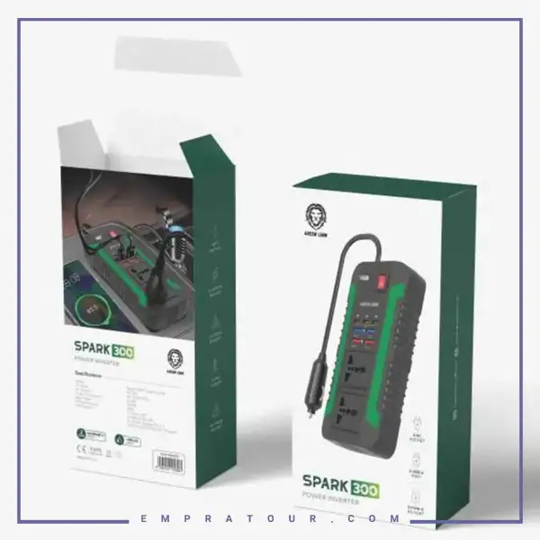 مبدل برق و شارژر خودرو گرین spark 300 اصلی