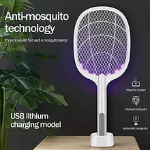 پشه کش راکتی شارژی دو کاره با پایه Mosquito killer Racket KLZ gallery0