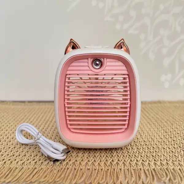 پنکه مه پاش شارژی رومیزی طرح گربه | Rechargeable Desk Mist Fan with Cat Design