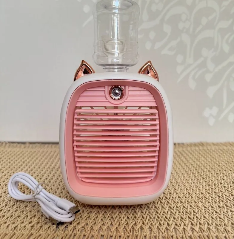 پنکه مه پاش شارژی رومیزی طرح گربه | Rechargeable Desk Mist Fan with Cat Design gallery1