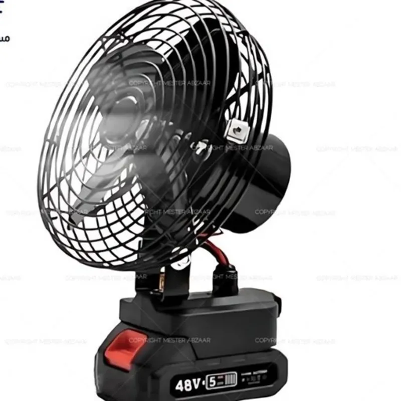 پنکه شارژی 48 ولت توری فلزی مدل FAN LITHIUM 3PIN موتور براشلس —-تمام فلزی gallery1