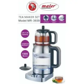 چای ساز مایر مدل MR3939 ظرفیت کتری 2 لیتر و قوری 1 لیتر شیشه ای